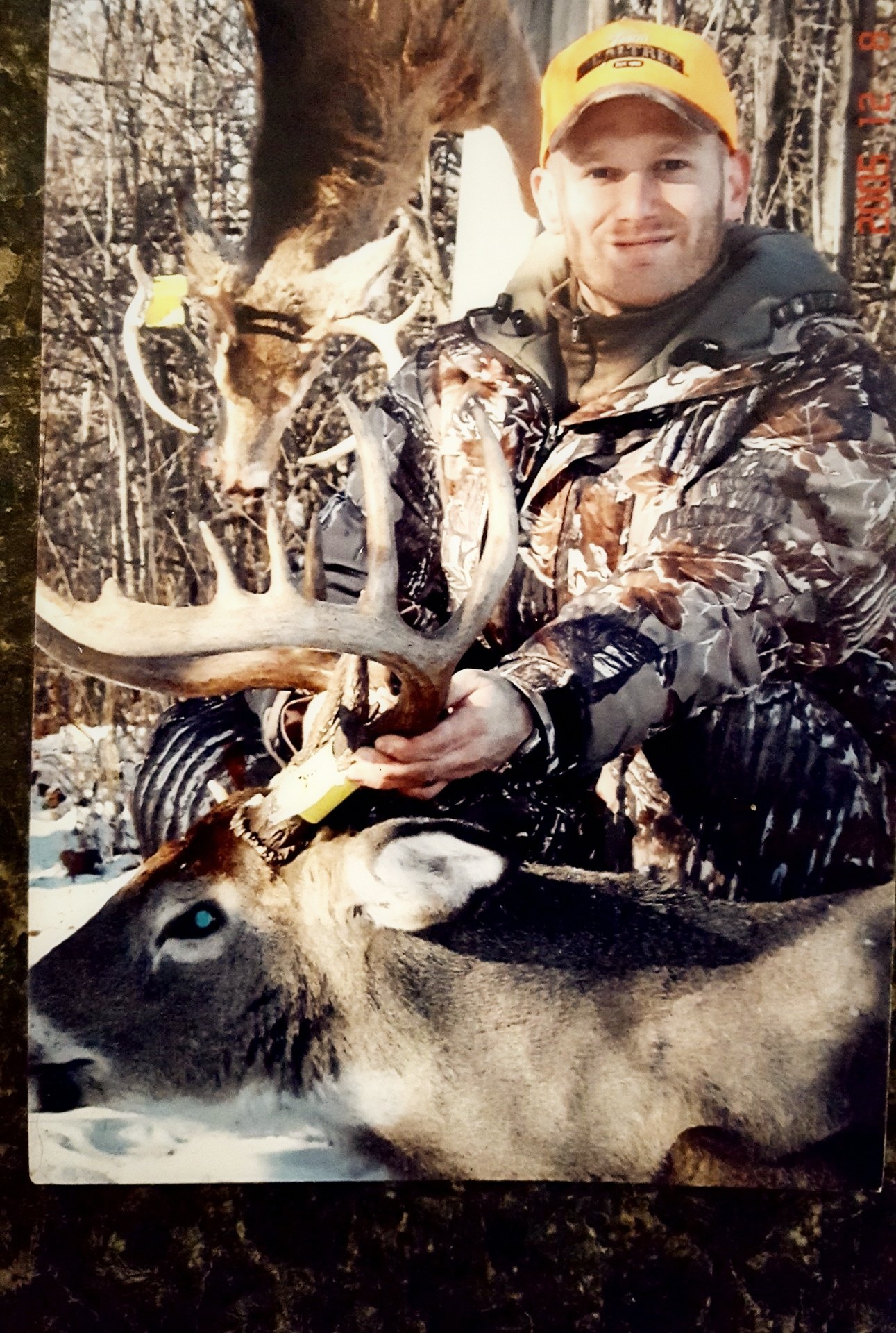 Archive photo of a young Anthony DelVecchio with a heavy-racked winter buck